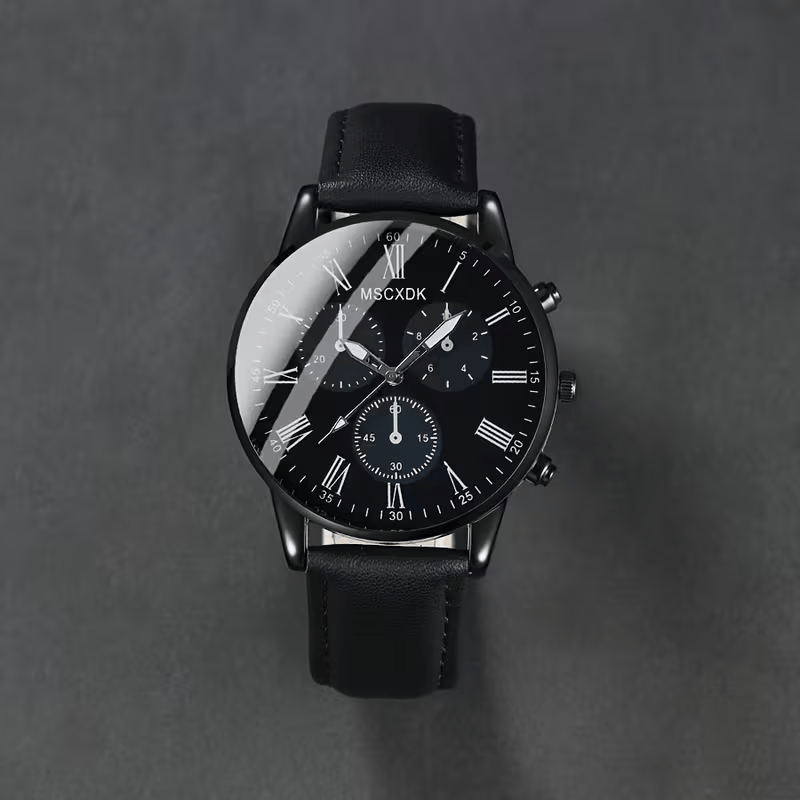 ⌚ Unisex Quartz Watch – Minimalist Black Dial with Roman Numerals | Elegant Watch for Men & Women ✨