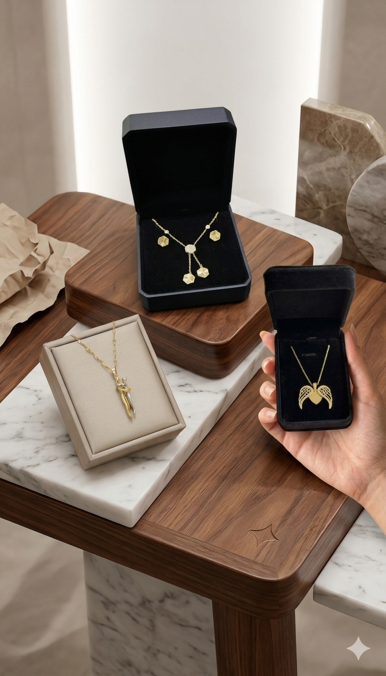 Elegant Couple Hug Pendant Necklace – Romantic Love Necklace with ear studs for Women | Gold Plated Heart Jewelry Gift for Girlfriend, Wife & Anniversary